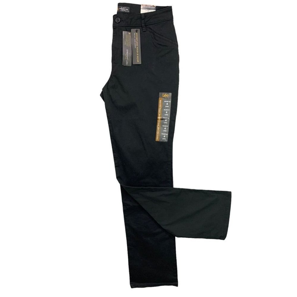 4L Long Lee Women's Black Relaxed Fit Straight Leg Black Denim Jeans New
